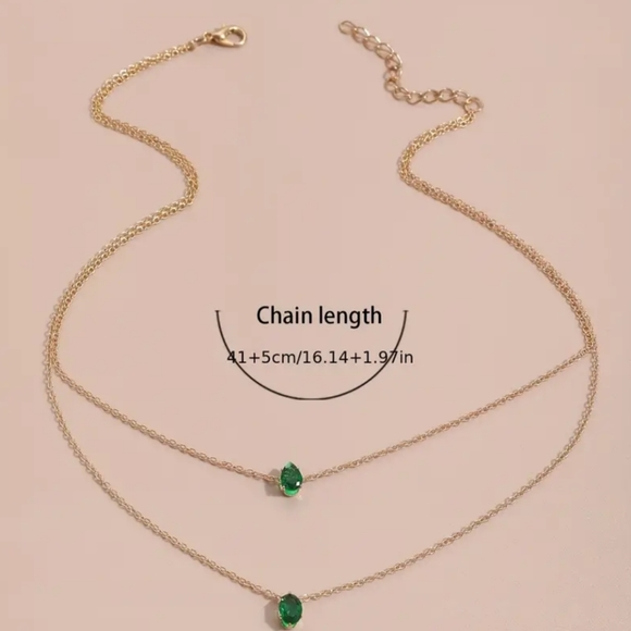 18kt Gold Emerald Drop Necklace - Picture 2 of 2